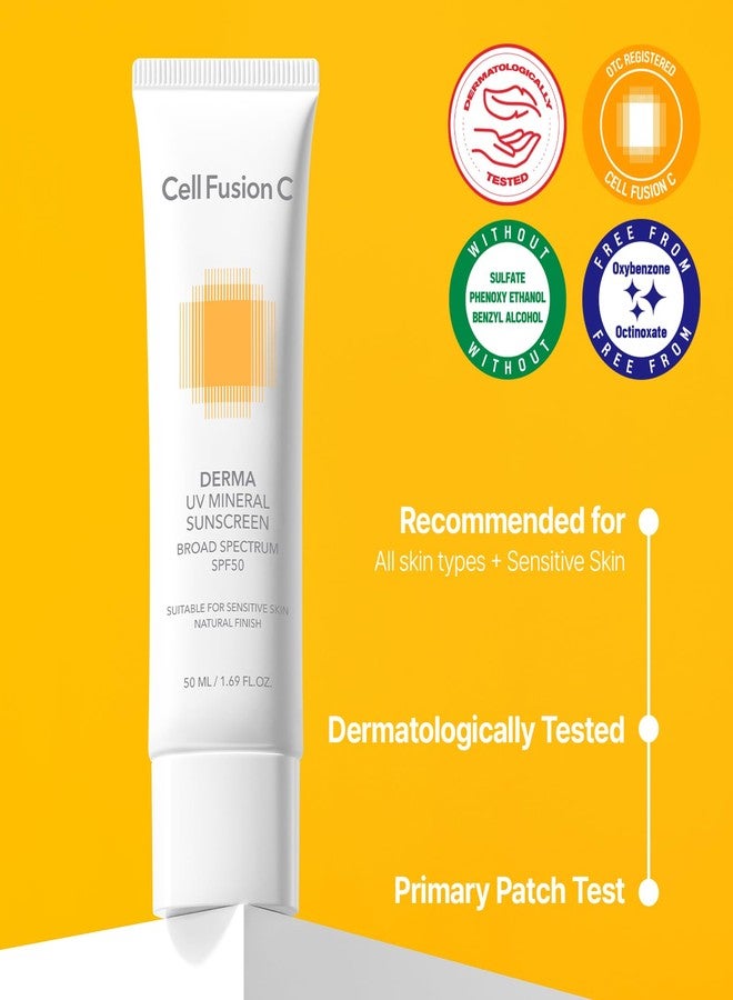 سيل فيوجن سي واقي الشمس المعدني Cell Fusion C Derma UV بعامل حماية 50، واقي شمس للوجه للبشرة الحساسة، مصنوع من 19% من أكسيد الزنك، بلمسة نهائية طبيعية، 50 مل / 1.69 أونصة سائلة - Image 2